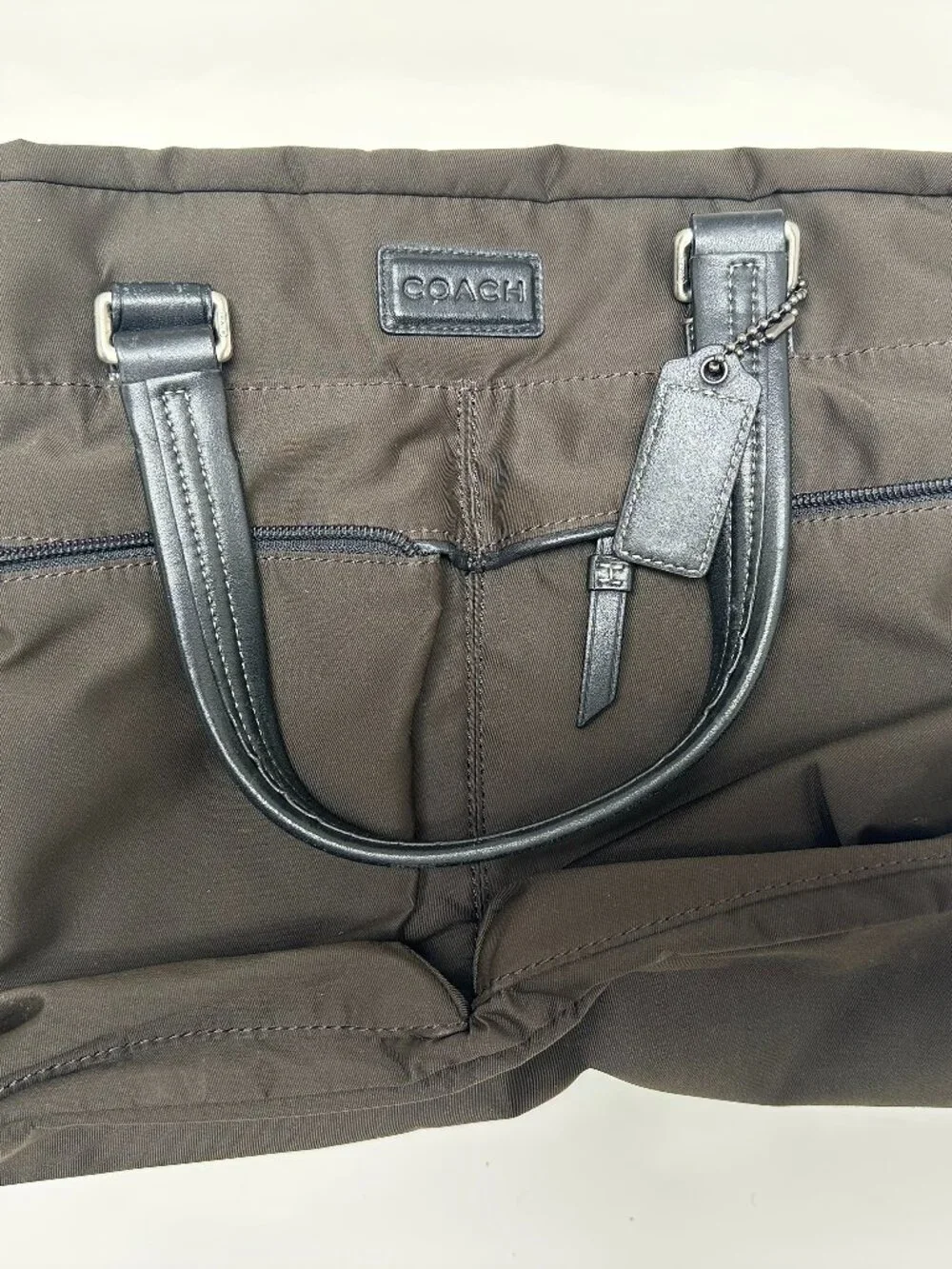 Coach 70681 Varick Nylon Messenger Bag Brownish green Unisex